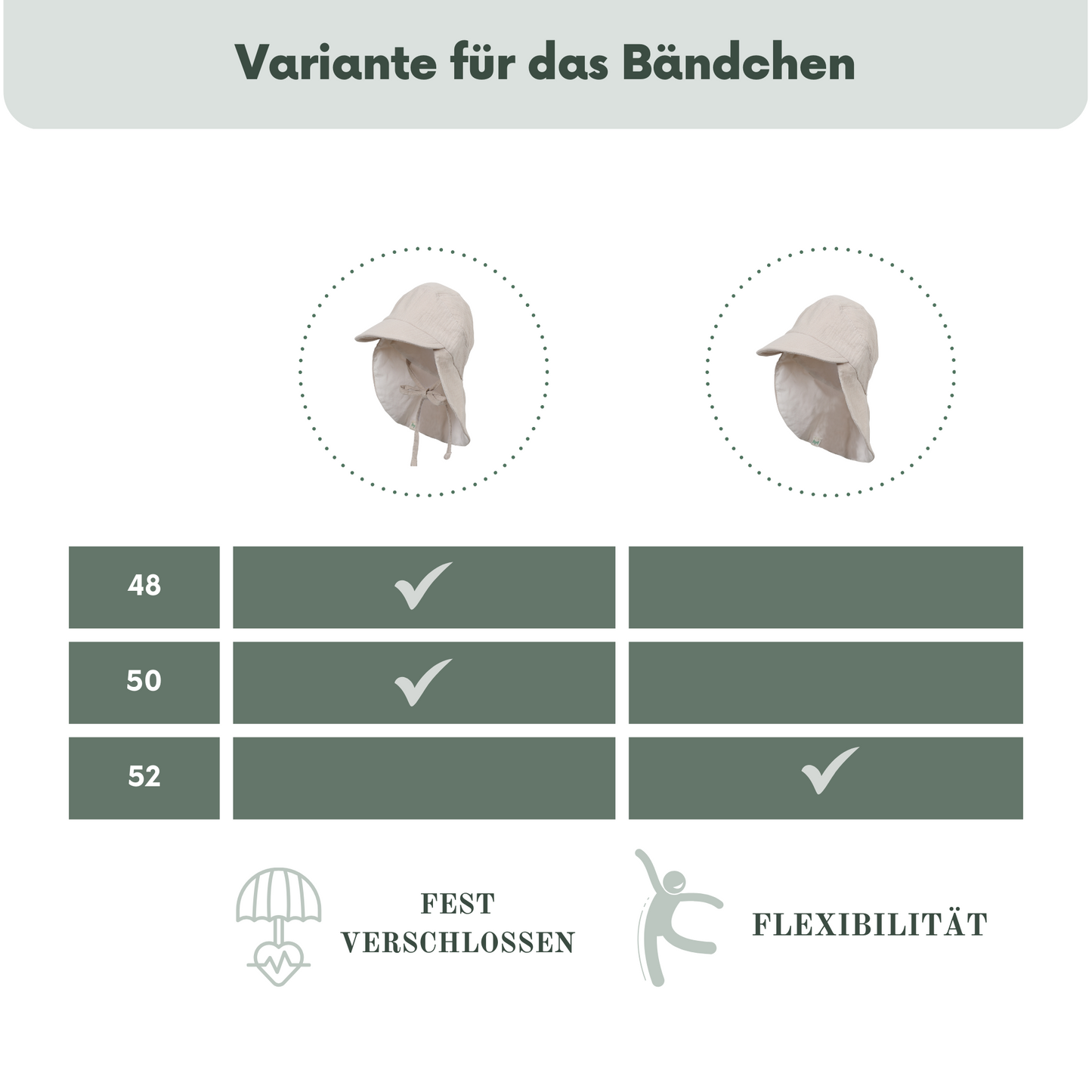 Musselin Schirmütze Sonnenhut mit Nacken- und Ohrenschutz UV-Schutz (UPF 50+) für Babys und Kinder - Unisex