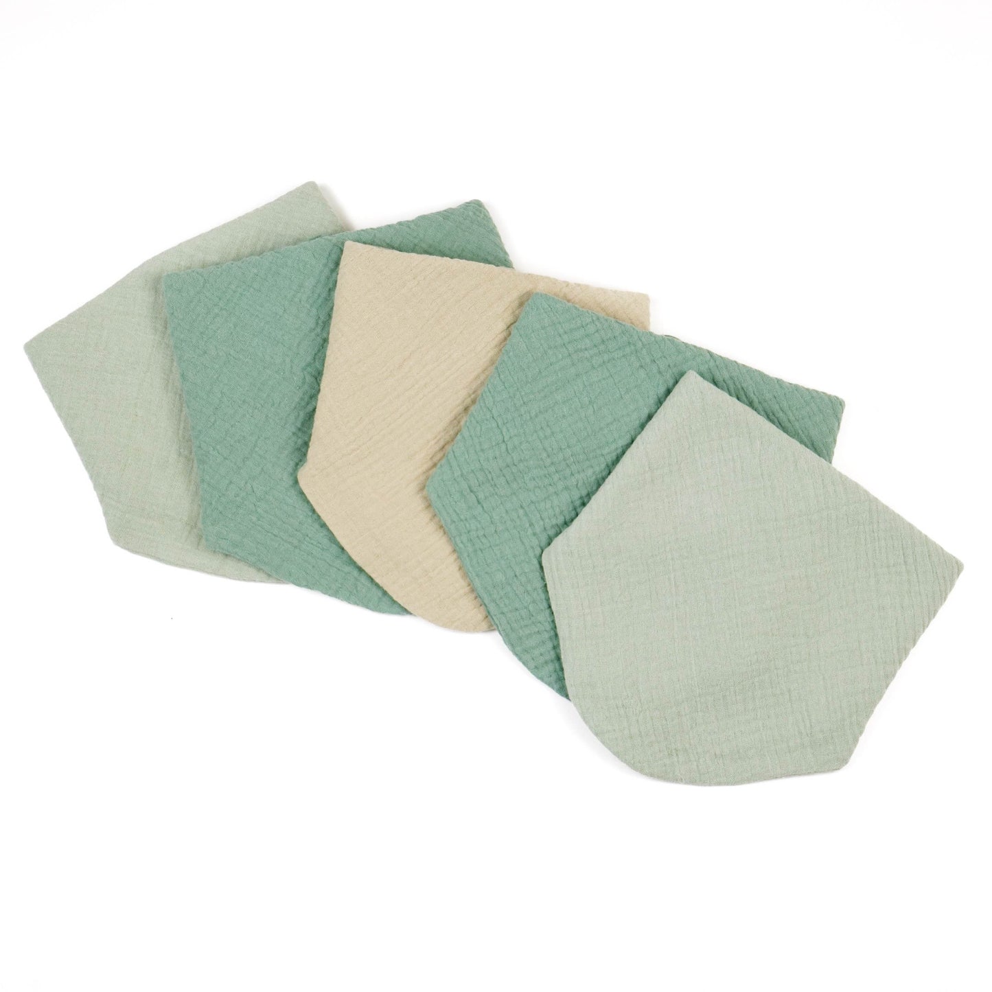 Musselin Multifunktionstuch - Dreieckstuch, Spucktuch, Waschlappen für Baby- und Kleinkinder, 5er Set