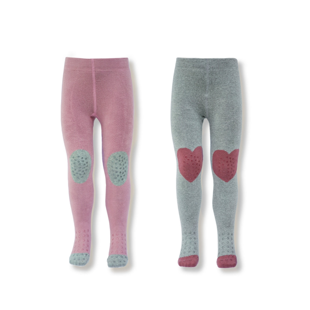 Krabbelstrumpfhose 2er Pack Unisex mit ABS Sohle für den Winter, Strumpfhose mit Anti Rutsch Noppen