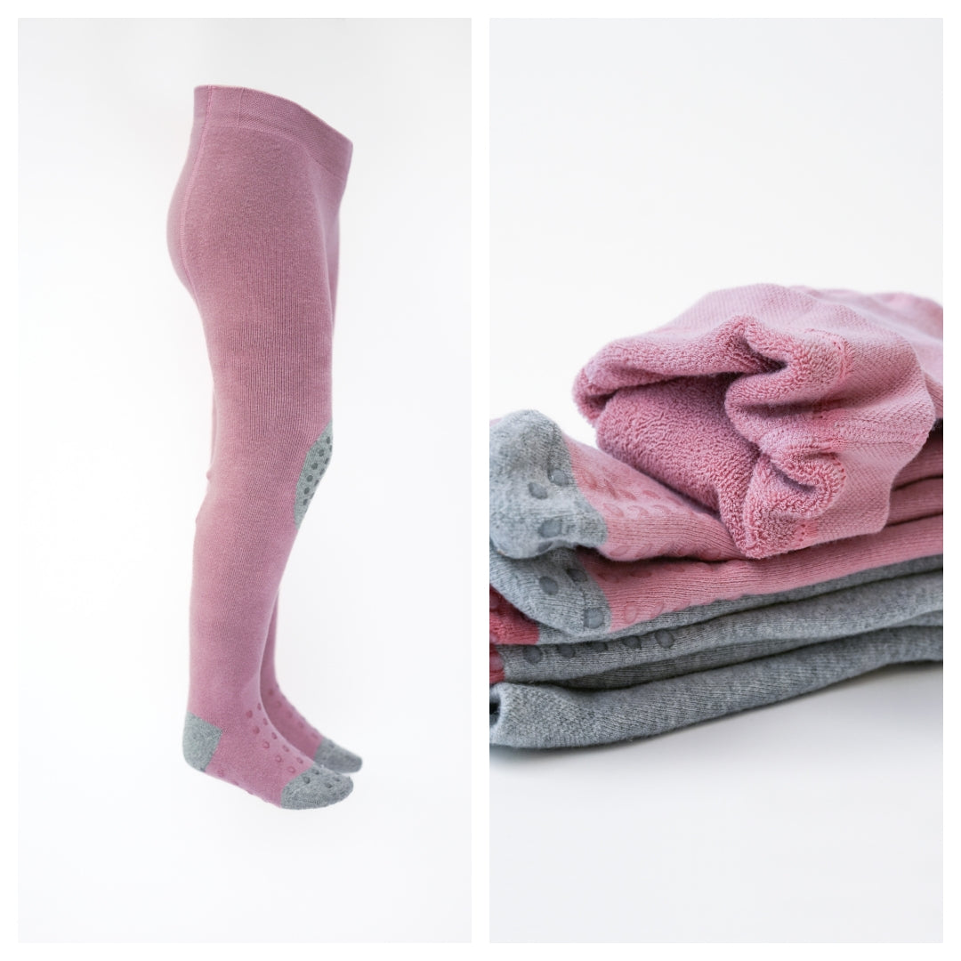 Krabbelstrumpfhose 2er Pack Unisex mit ABS Sohle für den Winter, Strumpfhose mit Anti Rutsch Noppen