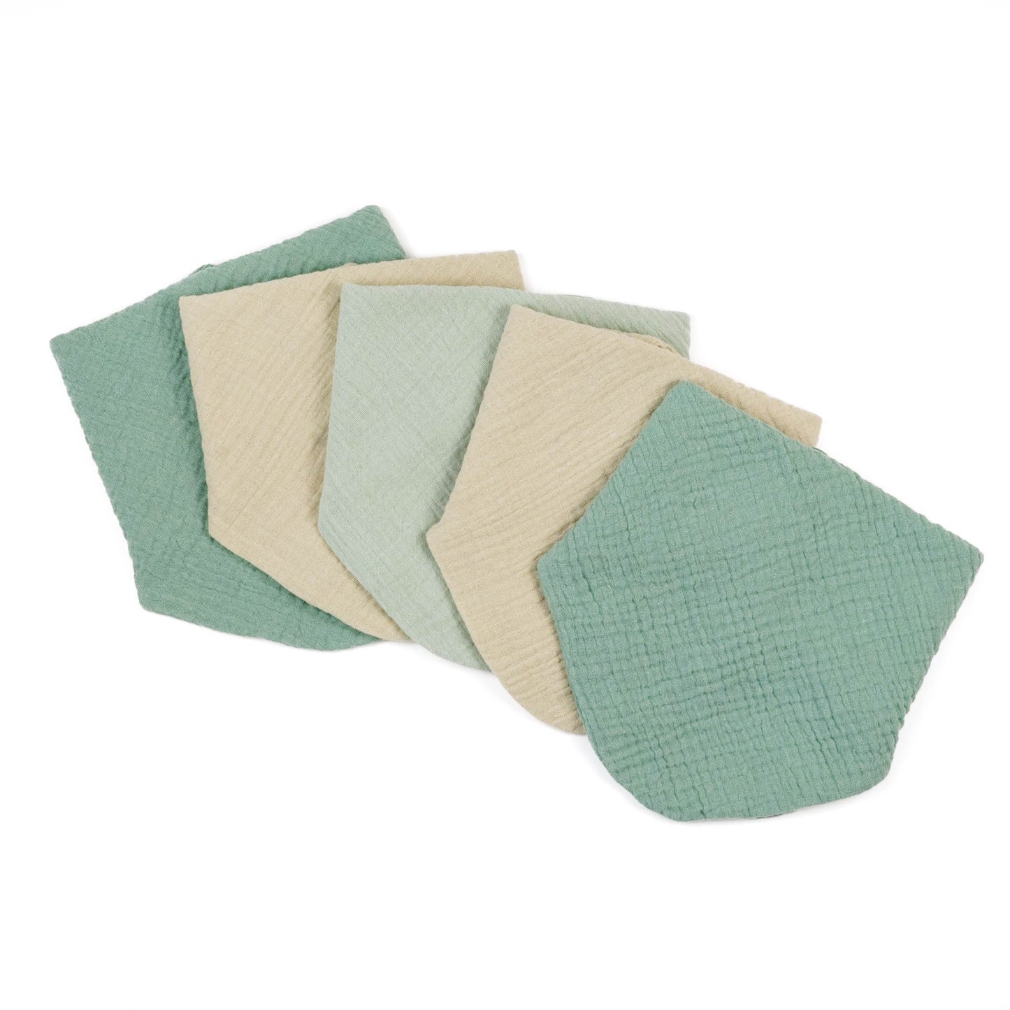 Musselin Multifunktionstuch - Dreieckstuch, Spucktuch, Waschlappen für Baby- und Kleinkinder, 5er Set