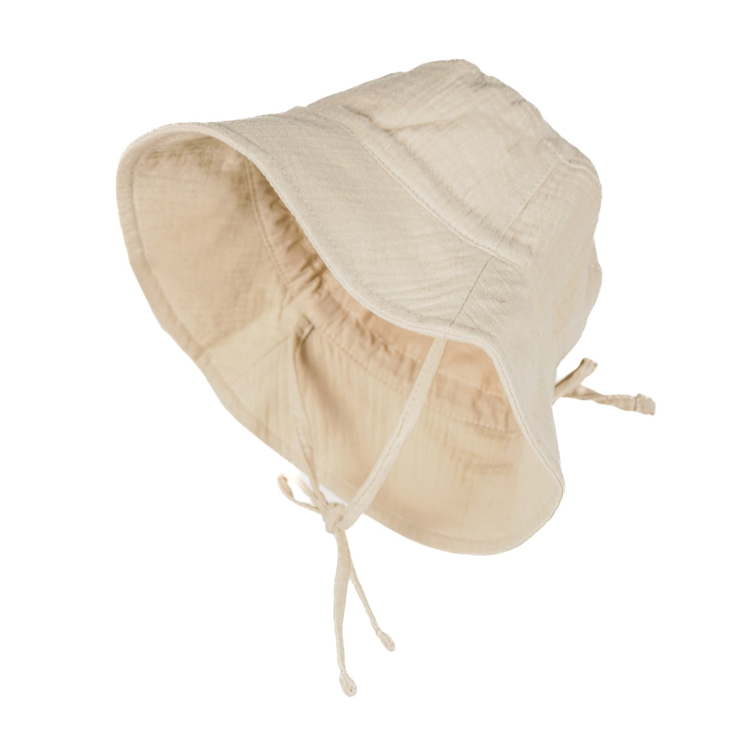 Sonnenhut aus Musselin mit Nackenschutz in Beige/Stein, UV-Schutz UPF 50+, Babys & Kinder Unisex